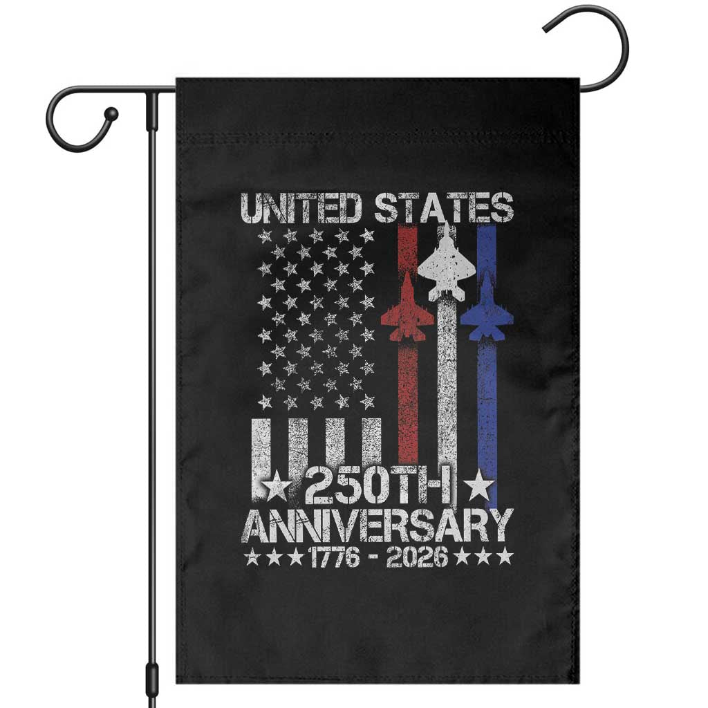 USA 250th Anniversary Garden Flag Vintage American Flag Jets Semiquincentennial TS11 Black Print Your Wear