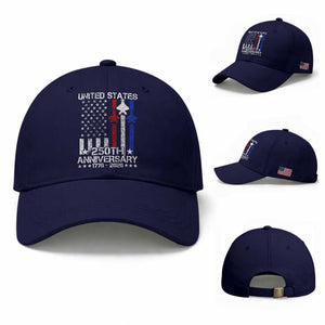 USA 250th Anniversary Baseball Cap Vintage American Flag Jets Semiquincentennial TS11 Baseball Cap Universal Fit Dark Blue Print Your Wear