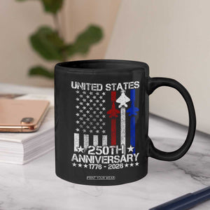 USA 250th Anniversary Coffee Mug Vintage American Flag Jets Semiquincentennial TS11 Print Your Wear