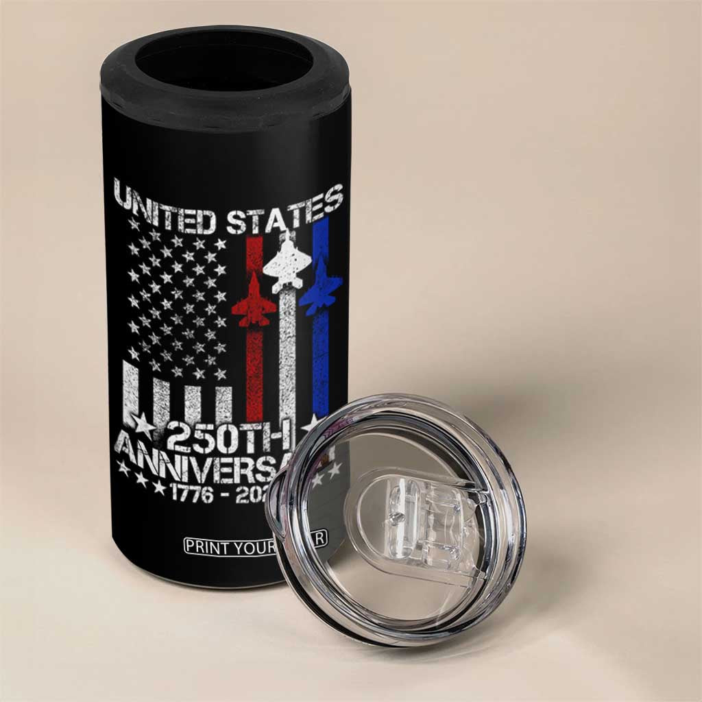 USA 250th Anniversary 4 in 1 Can Cooler Tumbler Vintage American Flag Jets Semiquincentennial TS11 Print Your Wear