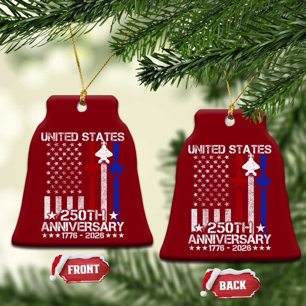 USA 250th Anniversary Ceramic Ornament Vintage American Flag Jets Semiquincentennial TS11 Print Your Wear