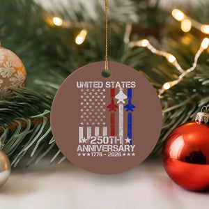 USA 250th Anniversary Ceramic Ornament Vintage American Flag Jets Semiquincentennial TS11 1pc Mocha Print Your Wear
