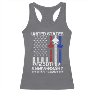 USA 250th Anniversary Racerback Tank Top Vintage American Flag Jets Semiquincentennial TS11 Charcoal Print Your Wear