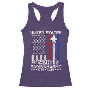 USA 250th Anniversary Racerback Tank Top Vintage American Flag Jets Semiquincentennial TS11 Purple Print Your Wear