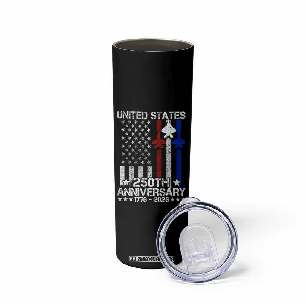 USA 250th Anniversary Skinny Tumbler Vintage American Flag Jets Semiquincentennial TS11 Print Your Wear