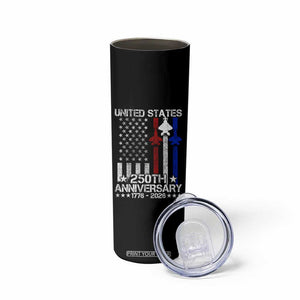 USA 250th Anniversary Skinny Tumbler Vintage American Flag Jets Semiquincentennial TS11 Print Your Wear