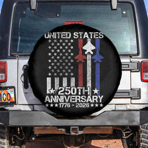 USA 250th Anniversary Spare Tire Cover Vintage American Flag Jets Semiquincentennial TS11 No hole Black Print Your Wear