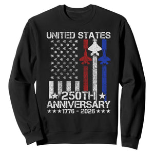 USA 250th Anniversary Sweatshirt Vintage American Flag Jets Semiquincentennial TS11 Black Print Your Wear