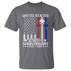 USA 250th Anniversary T Shirt Vintage American Flag Jets Semiquincentennial TS11 Charcoal Print Your Wear