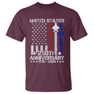 USA 250th Anniversary T Shirt Vintage American Flag Jets Semiquincentennial TS11 Maroon Print Your Wear
