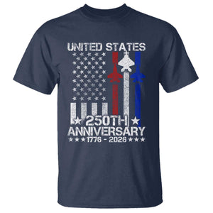 USA 250th Anniversary T Shirt Vintage American Flag Jets Semiquincentennial TS11 Navy Print Your Wear