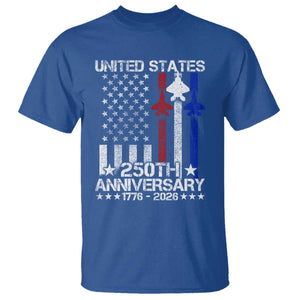 USA 250th Anniversary T Shirt Vintage American Flag Jets Semiquincentennial TS11 Royal Blue Print Your Wear