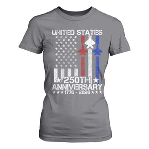 USA 250th Anniversary T Shirt For Women Vintage American Flag Jets Semiquincentennial TS11 Charcoal Print Your Wear