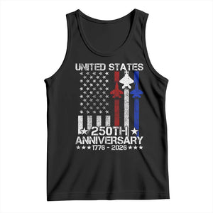 USA 250th Anniversary Tank Top Vintage American Flag Jets Semiquincentennial TS11 Black Print Your Wear