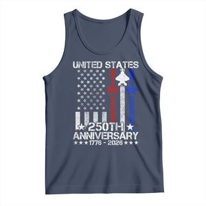 USA 250th Anniversary Tank Top Vintage American Flag Jets Semiquincentennial TS11 Navy Print Your Wear