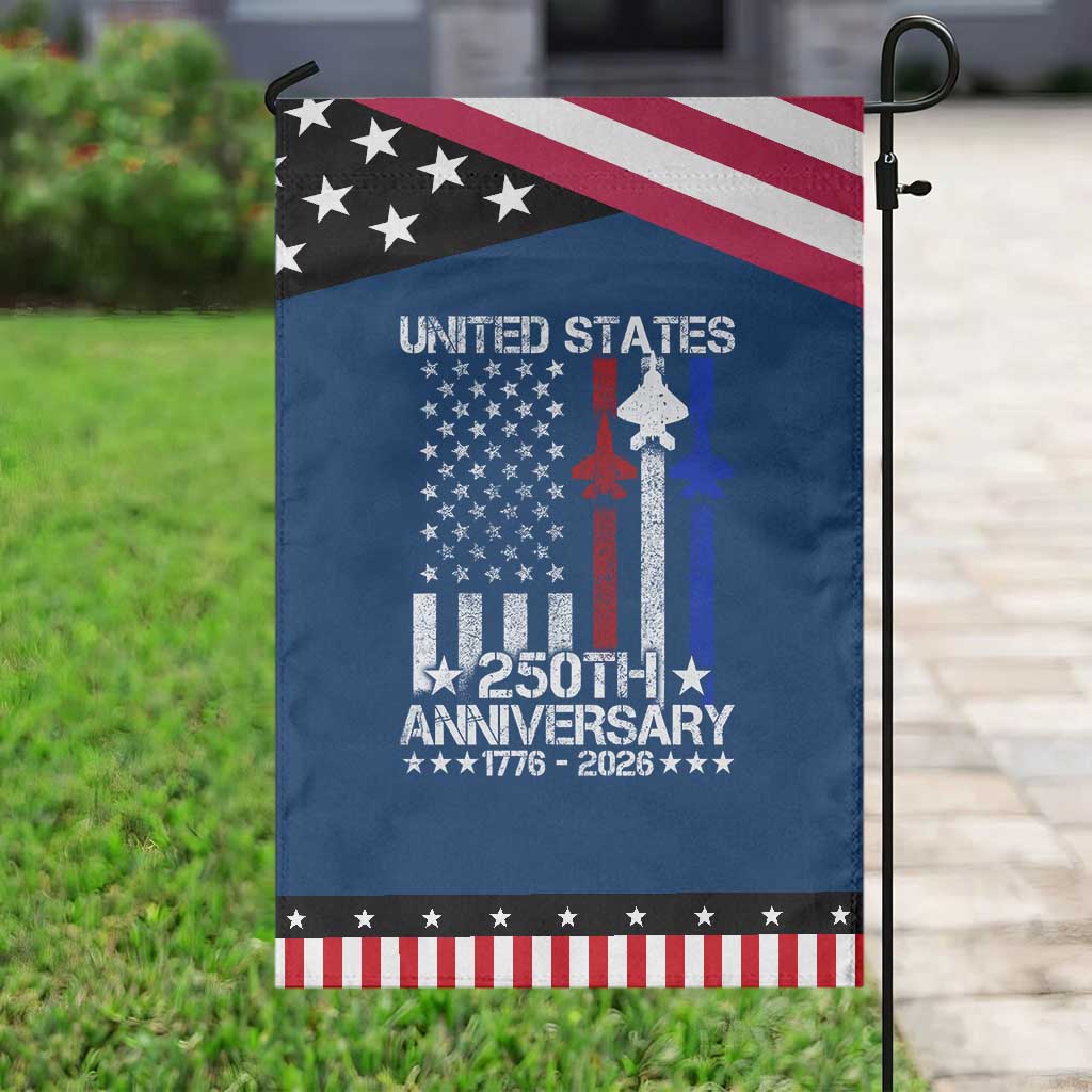 USA 250th Anniversary Patriotic Garden Flag Vintage American Flag Jets Semiquincentennial TS11 Classic Blue Black Print Your Wear