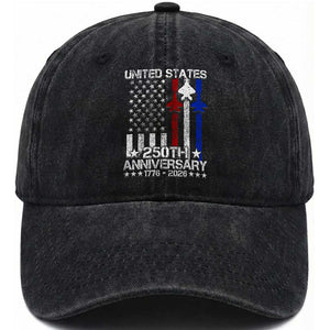 USA 250th Anniversary Washed Cotton Baseball Cap Vintage American Flag Jets Semiquincentennial TS11 Print Your Wear