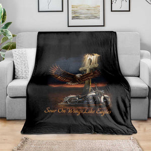 Soar On Wings Like Eagles Christian Throw Blanket Isaiah 40:31 Bible Verse Faith Motorcycle TS11 Print Your Wear