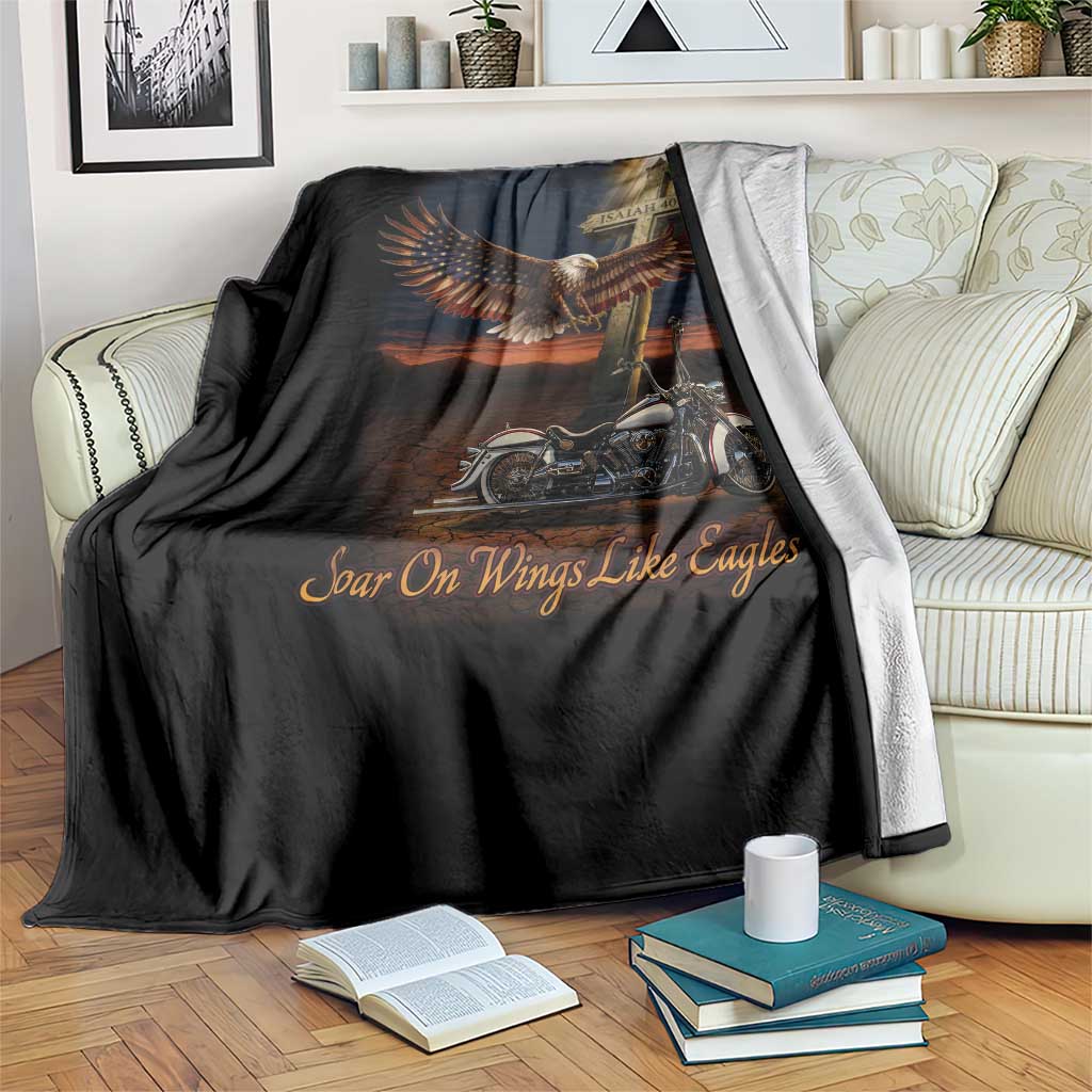 Soar On Wings Like Eagles Christian Throw Blanket Isaiah 40:31 Bible Verse Faith Motorcycle TS11 Print Your Wear