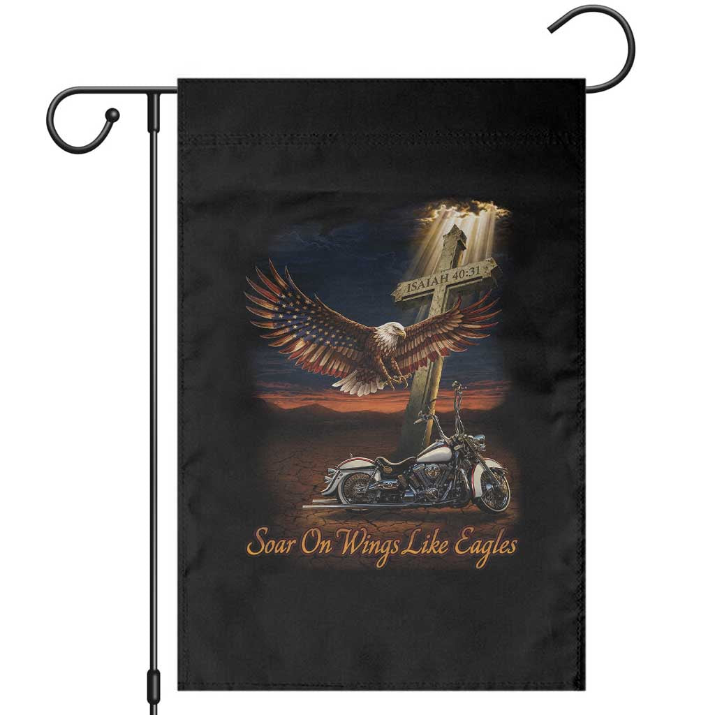 Soar On Wings Like Eagles Christian Garden Flag Isaiah 40:31 Bible Verse Faith Motorcycle TS11 Black Print Your Wear
