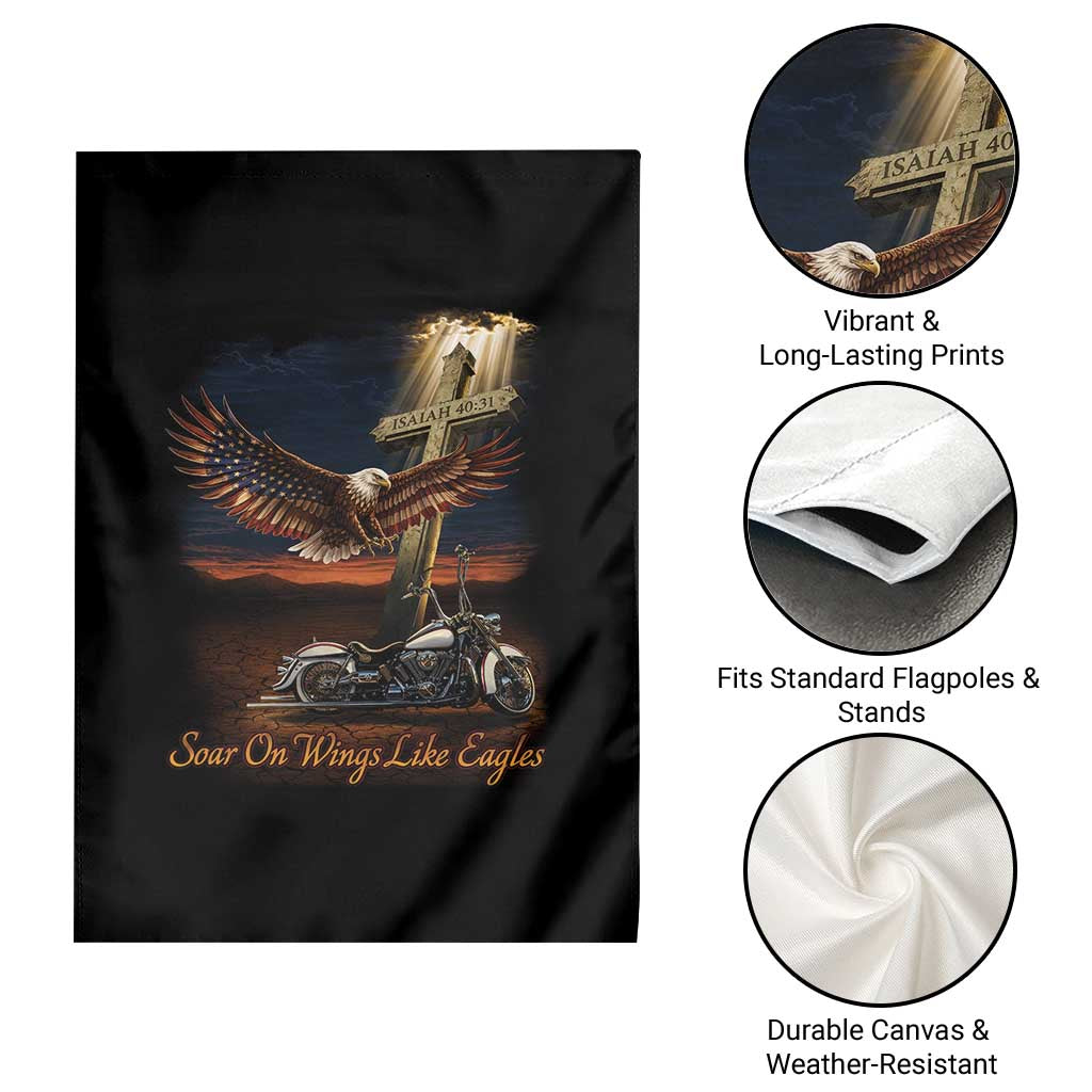 Soar On Wings Like Eagles Christian Garden Flag Isaiah 40:31 Bible Verse Faith Motorcycle TS11 Print Your Wear