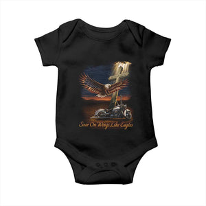 Soar On Wings Like Eagles Christian Baby Onesie Isaiah 40:31 Bible Verse Faith Motorcycle TS11 Black Print Your Wear