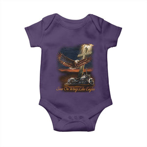Soar On Wings Like Eagles Christian Baby Onesie Isaiah 40:31 Bible Verse Faith Motorcycle TS11 Purple Print Your Wear
