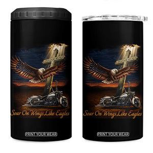 Soar On Wings Like Eagles Christian 4 in 1 Can Cooler Tumbler Isaiah 40:31 Bible Verse Faith Motorcycle TS11 One Size: 16 oz Black Print Your Wear