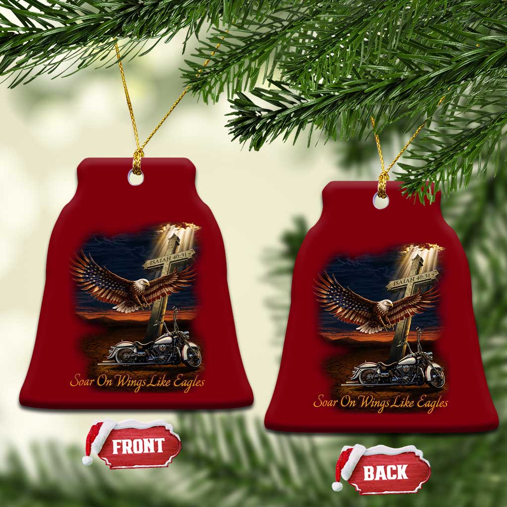Soar On Wings Like Eagles Christian Ceramic Ornament Isaiah 40:31 Bible Verse Faith Motorcycle TS11 Print Your Wear