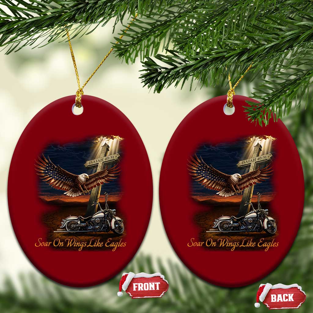 Soar On Wings Like Eagles Christian Ceramic Ornament Isaiah 40:31 Bible Verse Faith Motorcycle TS11 Print Your Wear