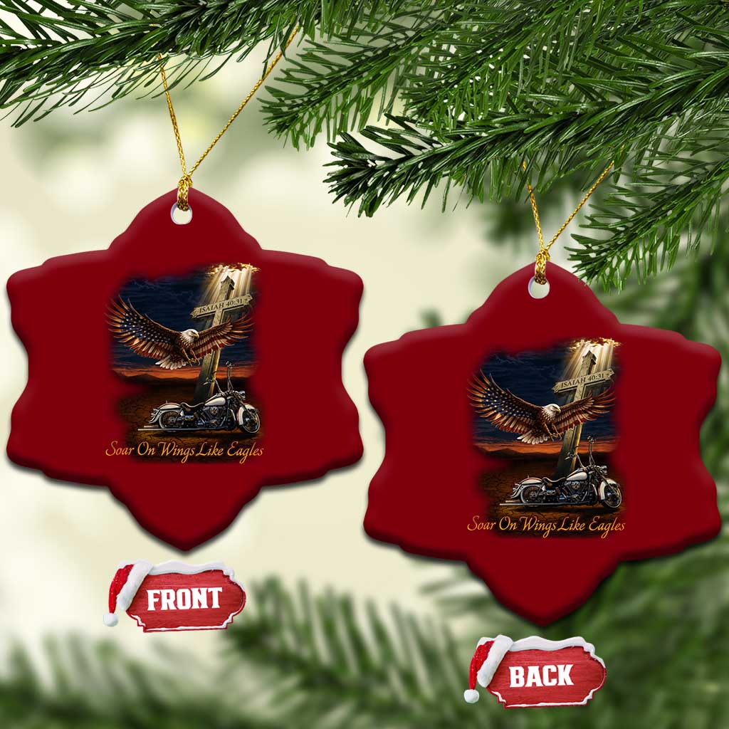 Soar On Wings Like Eagles Christian Ceramic Ornament Isaiah 40:31 Bible Verse Faith Motorcycle TS11 Print Your Wear
