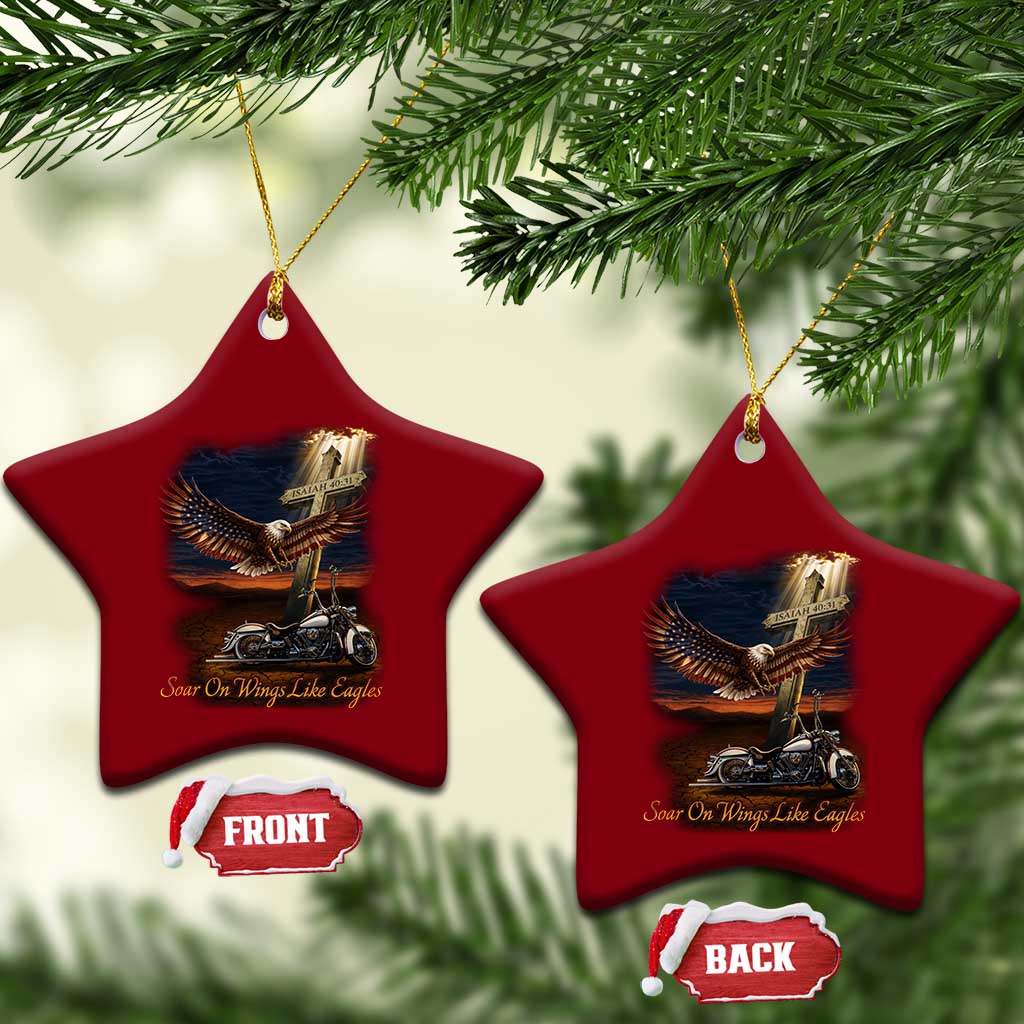 Soar On Wings Like Eagles Christian Ceramic Ornament Isaiah 40:31 Bible Verse Faith Motorcycle TS11 Print Your Wear