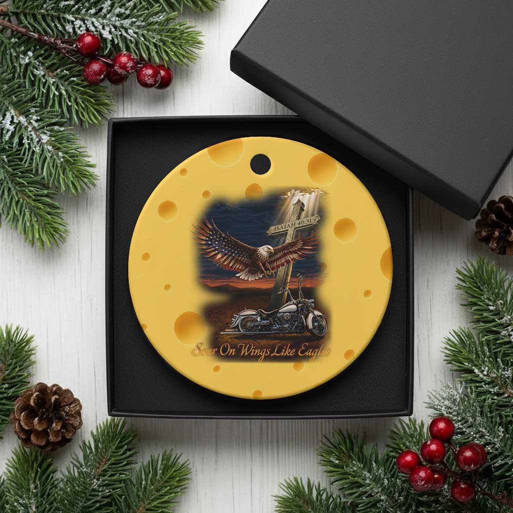 Soar On Wings Like Eagles Christian Ceramic Ornament Isaiah 40:31 Bible Verse Faith Motorcycle TS11 1pc Yellow Cheese Print Your Wear
