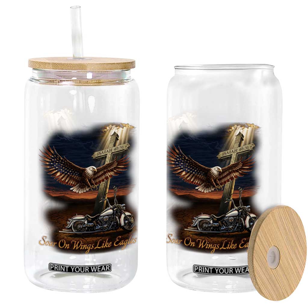 Soar On Wings Like Eagles Christian Glass Can Isaiah 40:31 Bible Verse Faith Motorcycle TS11 Print Your Wear