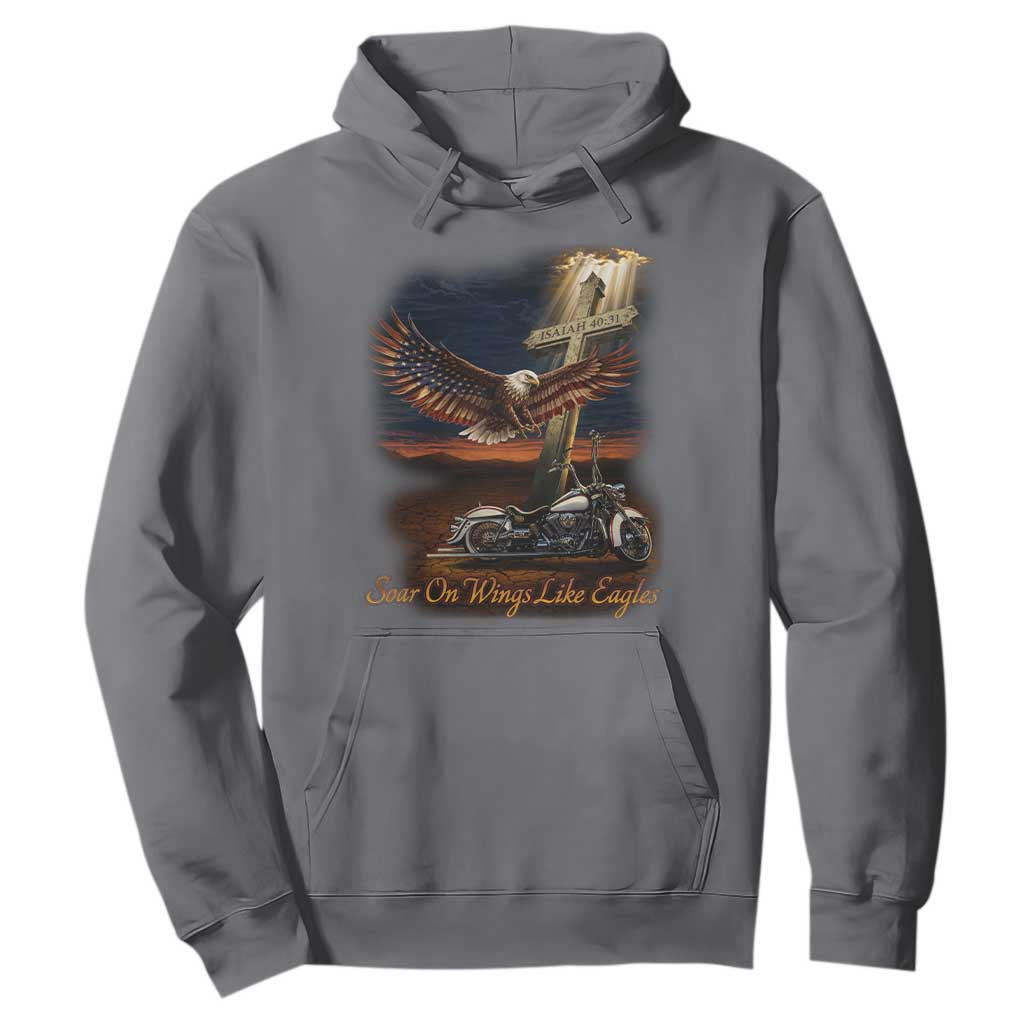 Soar On Wings Like Eagles Christian Hoodie Isaiah 40:31 Bible Verse Faith Motorcycle TS11 Charcoal Print Your Wear