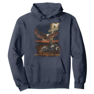 Soar On Wings Like Eagles Christian Hoodie Isaiah 40:31 Bible Verse Faith Motorcycle TS11 Navy Print Your Wear
