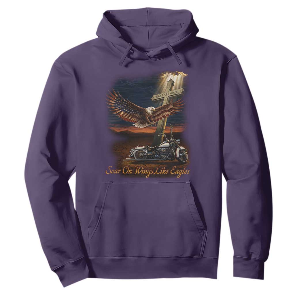 Soar On Wings Like Eagles Christian Hoodie Isaiah 40:31 Bible Verse Faith Motorcycle TS11 Purple Print Your Wear
