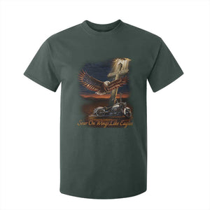 Soar On Wings Like Eagles Christian T Shirt For Kid Isaiah 40:31 Bible Verse Faith Motorcycle TS11 Dark Forest Green Print Your Wear