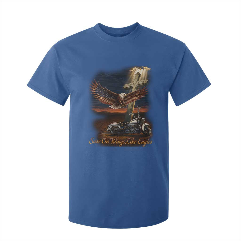 Soar On Wings Like Eagles Christian T Shirt For Kid Isaiah 40:31 Bible Verse Faith Motorcycle TS11 Royal Blue Print Your Wear