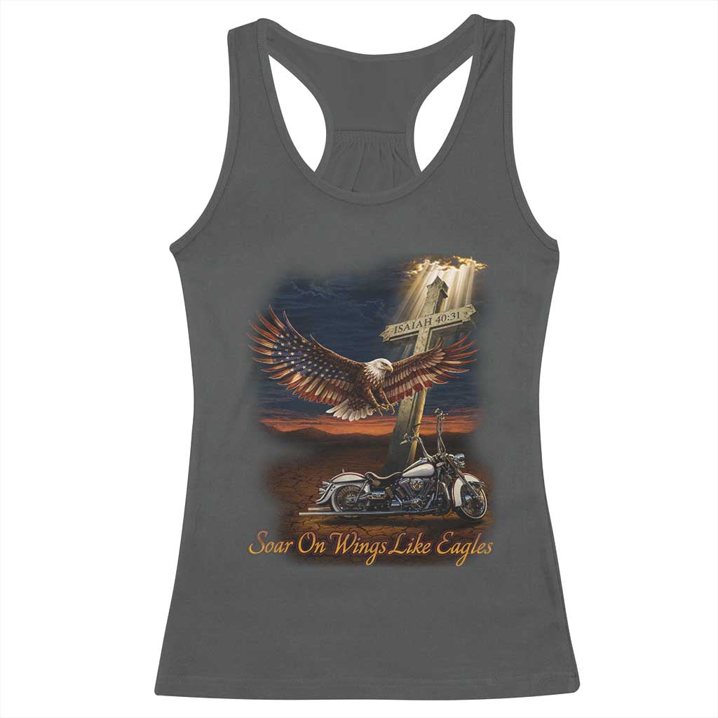 Soar On Wings Like Eagles Christian Racerback Tank Top Isaiah 40:31 Bible Verse Faith Motorcycle TS11 Dark Heather Print Your Wear