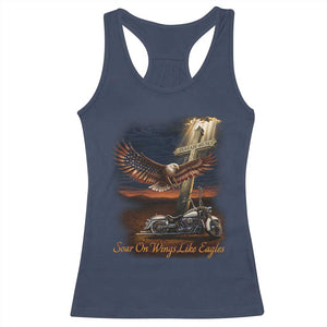 Soar On Wings Like Eagles Christian Racerback Tank Top Isaiah 40:31 Bible Verse Faith Motorcycle TS11 Navy Print Your Wear