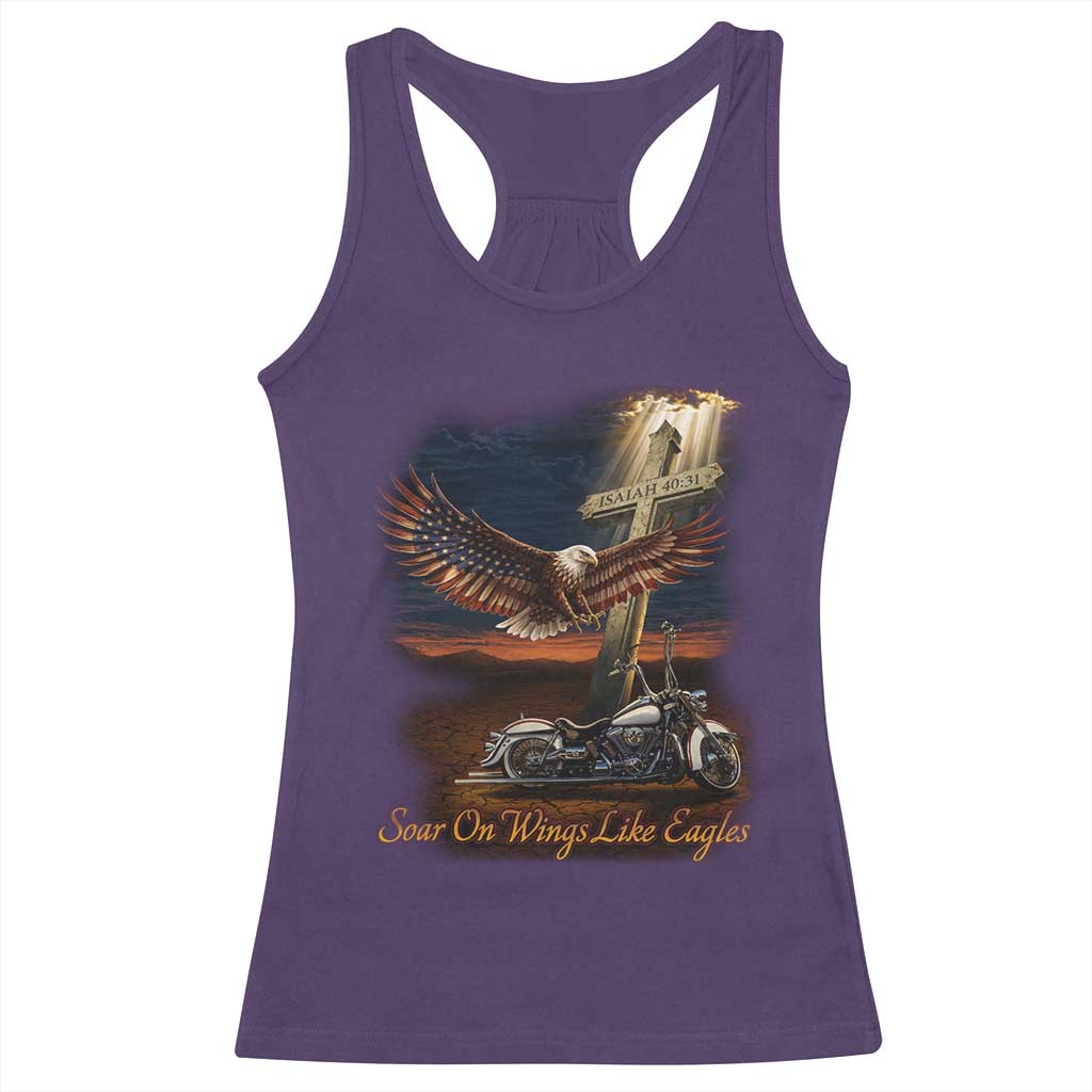 Soar On Wings Like Eagles Christian Racerback Tank Top Isaiah 40:31 Bible Verse Faith Motorcycle TS11 Purple Print Your Wear