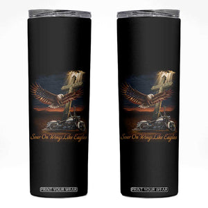 Soar On Wings Like Eagles Christian Skinny Tumbler Isaiah 40:31 Bible Verse Faith Motorcycle TS11 Black Print Your Wear