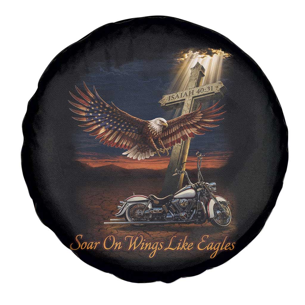 Soar On Wings Like Eagles Christian Spare Tire Cover Isaiah 40:31 Bible Verse Faith Motorcycle TS11 Print Your Wear