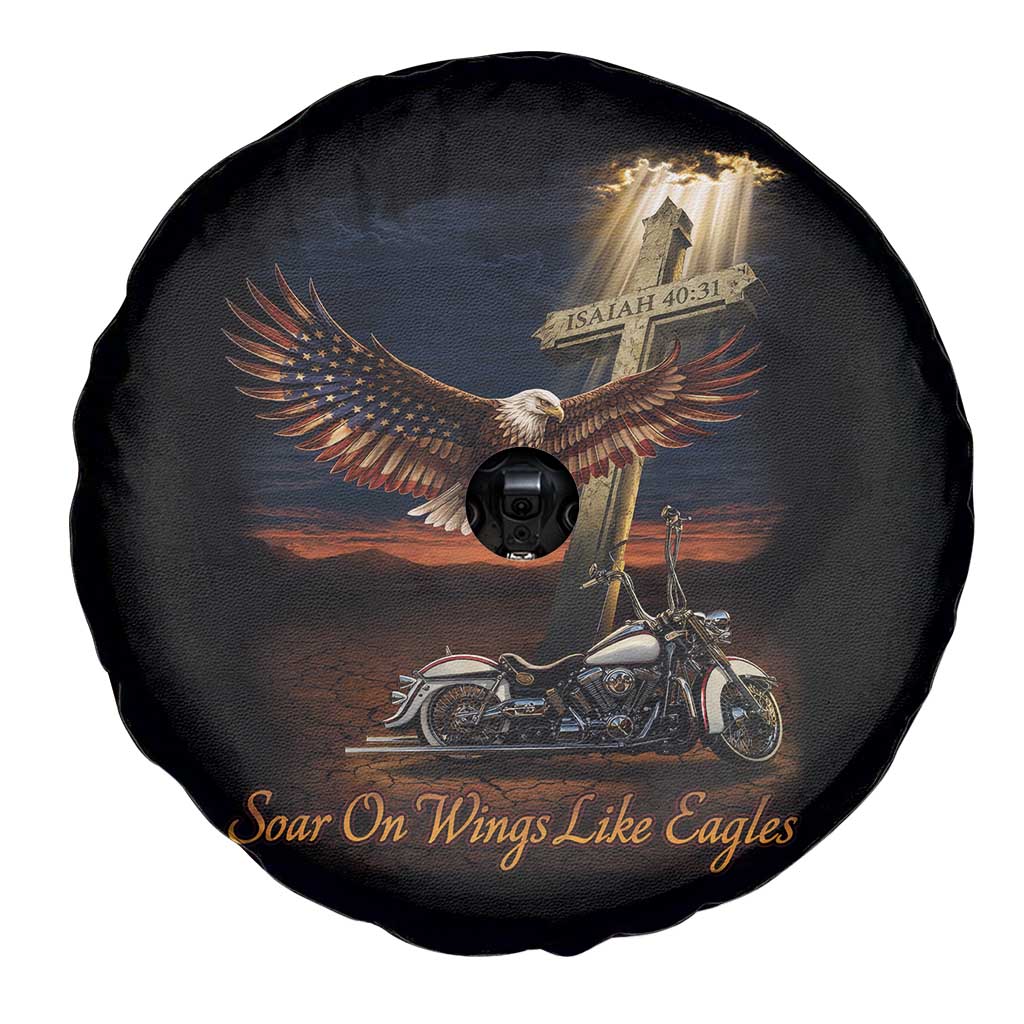 Soar On Wings Like Eagles Christian Spare Tire Cover Isaiah 40:31 Bible Verse Faith Motorcycle TS11 Print Your Wear