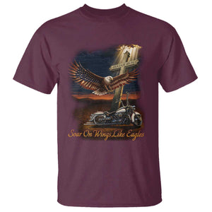 Soar On Wings Like Eagles Christian T Shirt Isaiah 40:31 Bible Verse Faith Motorcycle TS11 Maroon Print Your Wear