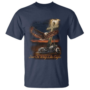 Soar On Wings Like Eagles Christian T Shirt Isaiah 40:31 Bible Verse Faith Motorcycle TS11 Navy Print Your Wear