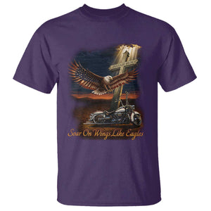 Soar On Wings Like Eagles Christian T Shirt Isaiah 40:31 Bible Verse Faith Motorcycle TS11 Purple Print Your Wear