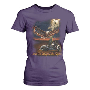 Soar On Wings Like Eagles Christian T Shirt For Women Isaiah 40:31 Bible Verse Faith Motorcycle TS11 Purple Print Your Wear