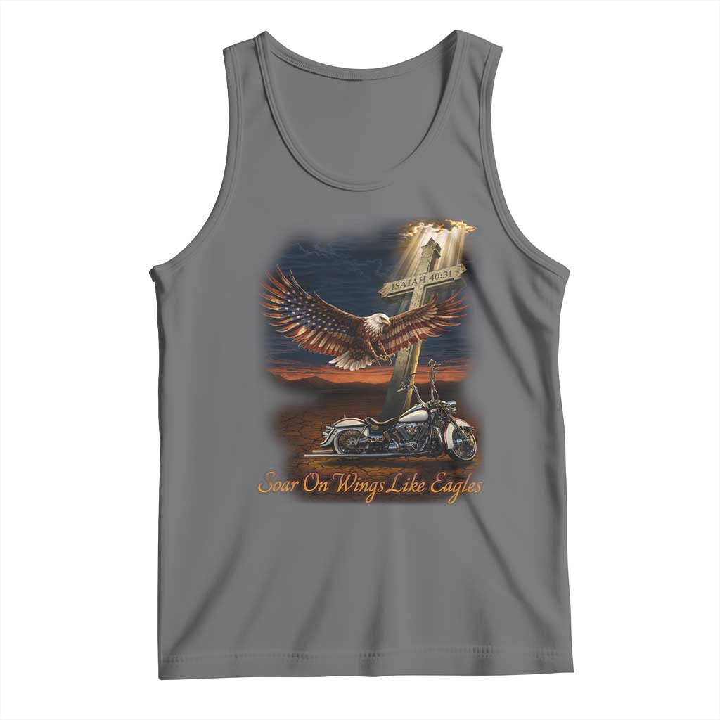 Soar On Wings Like Eagles Christian Tank Top Isaiah 40:31 Bible Verse Faith Motorcycle TS11 Black Heather Print Your Wear